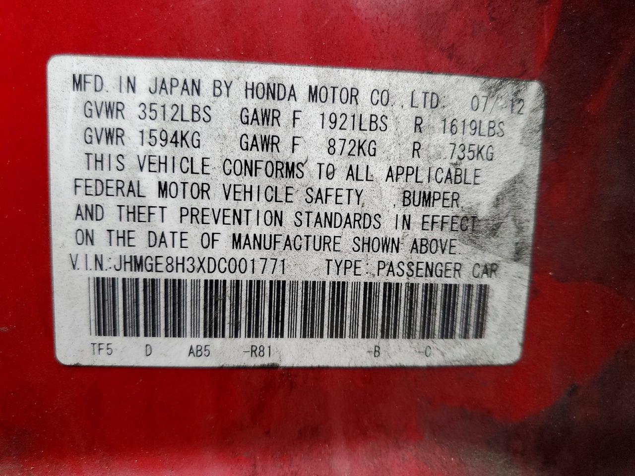 2013 HONDA FIT