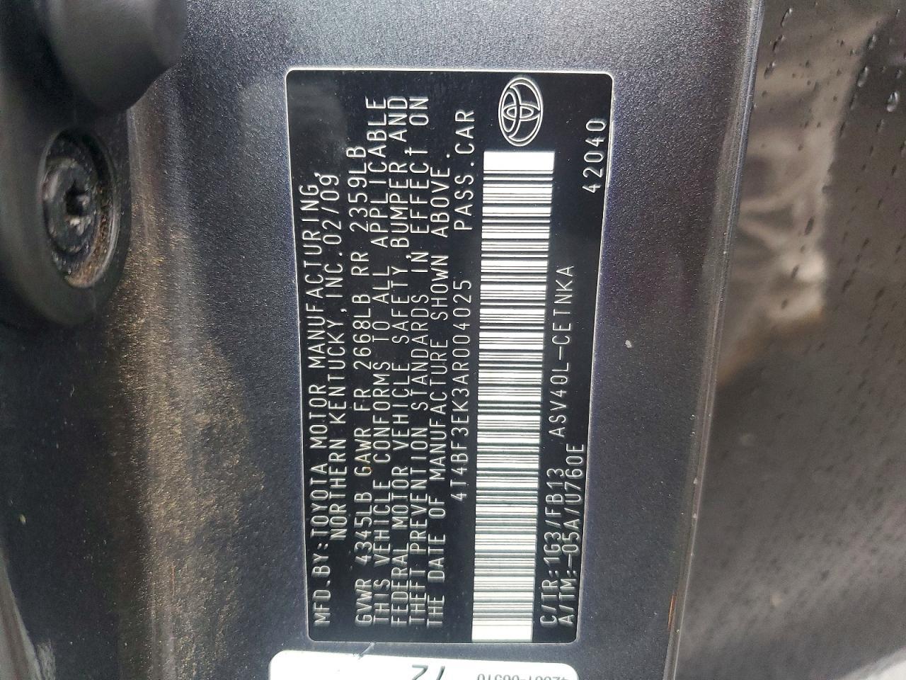 2010 TOYOTA CAMRY