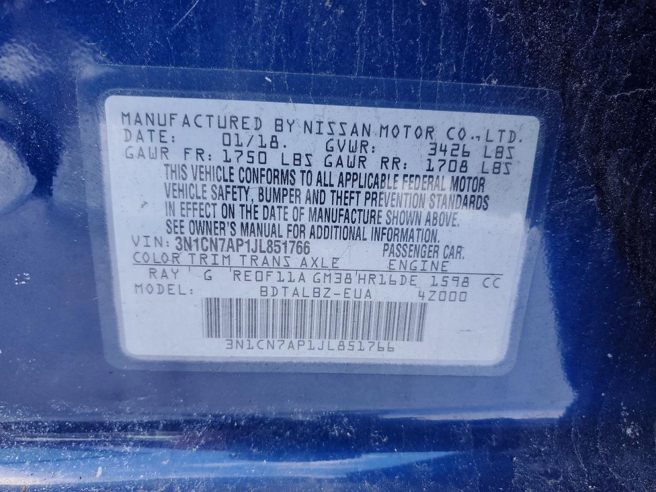 2018 NISSAN VERSA