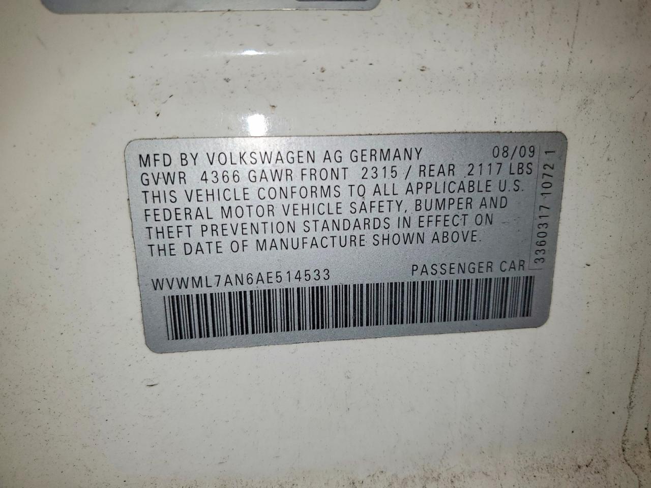 2010 VOLKSWAGEN CC