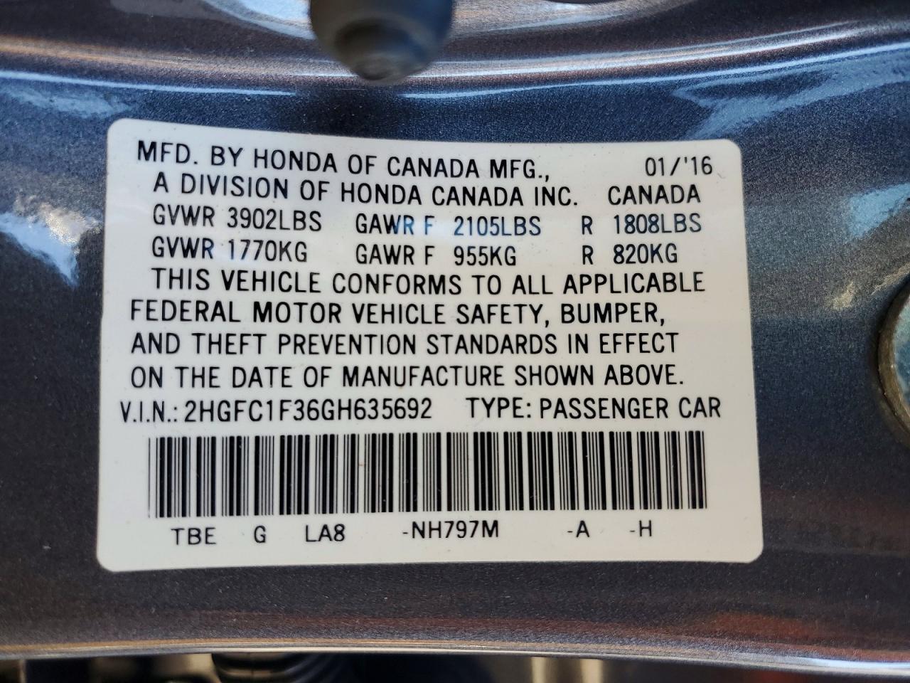2016 HONDA CIVIC