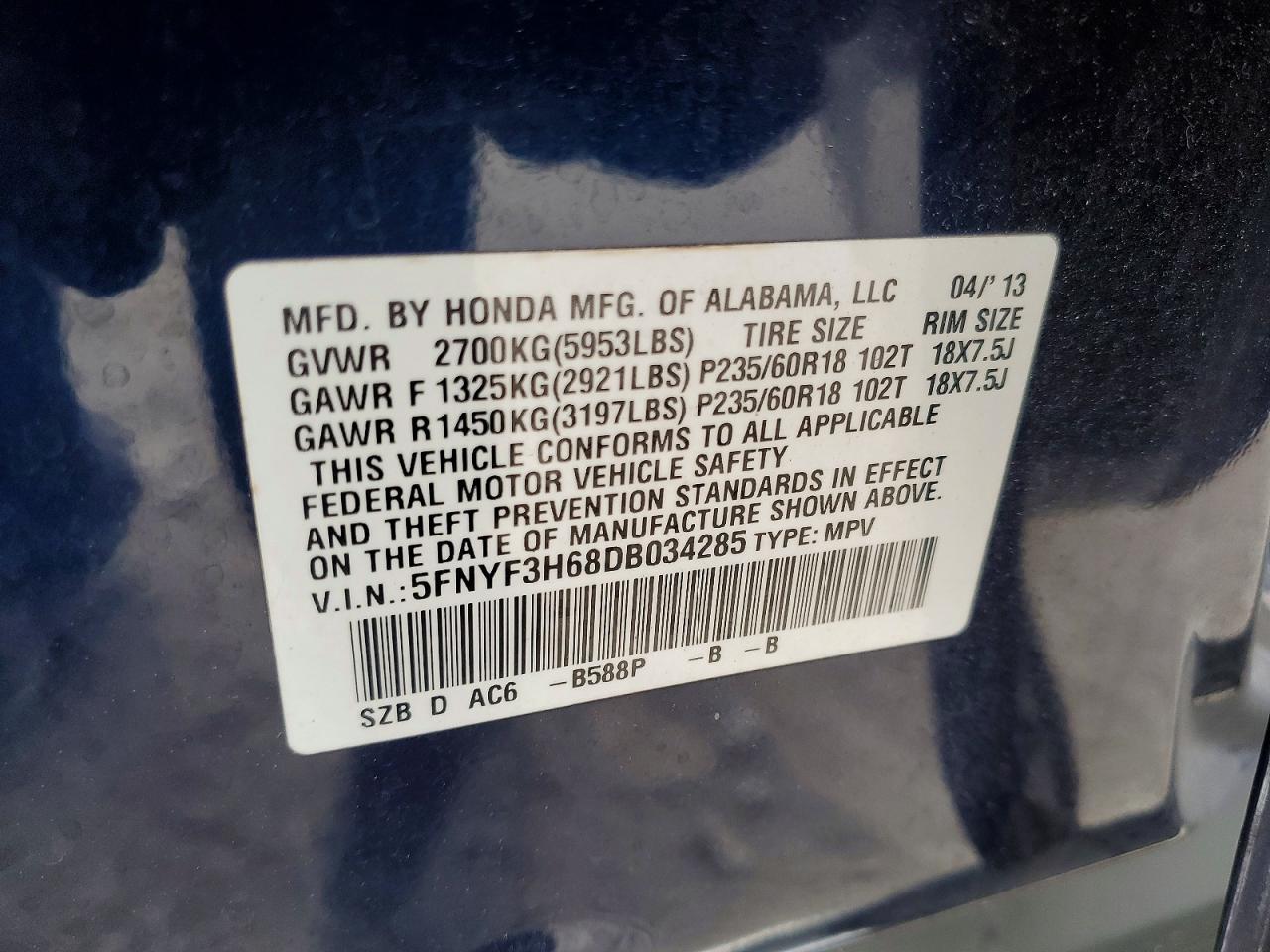 2013 HONDA PILOT