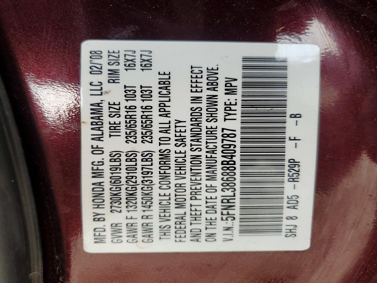 2008 HONDA ODYSSEY