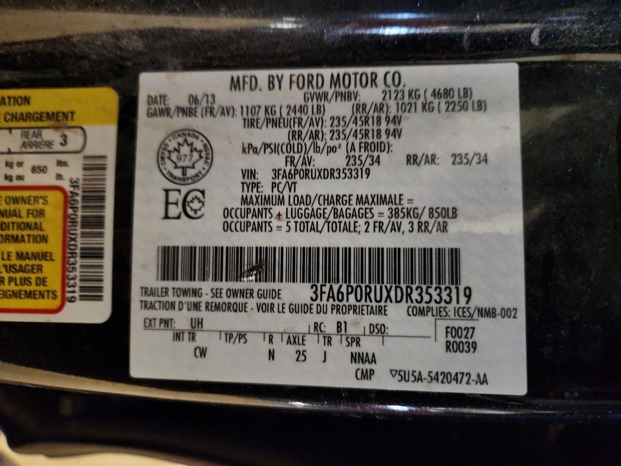 2013 FORD FUSION
