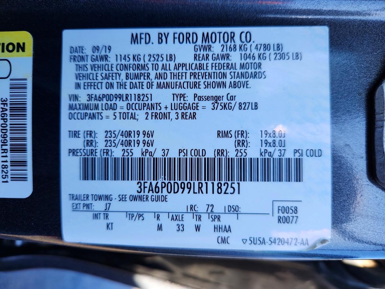 2020 FORD FUSION