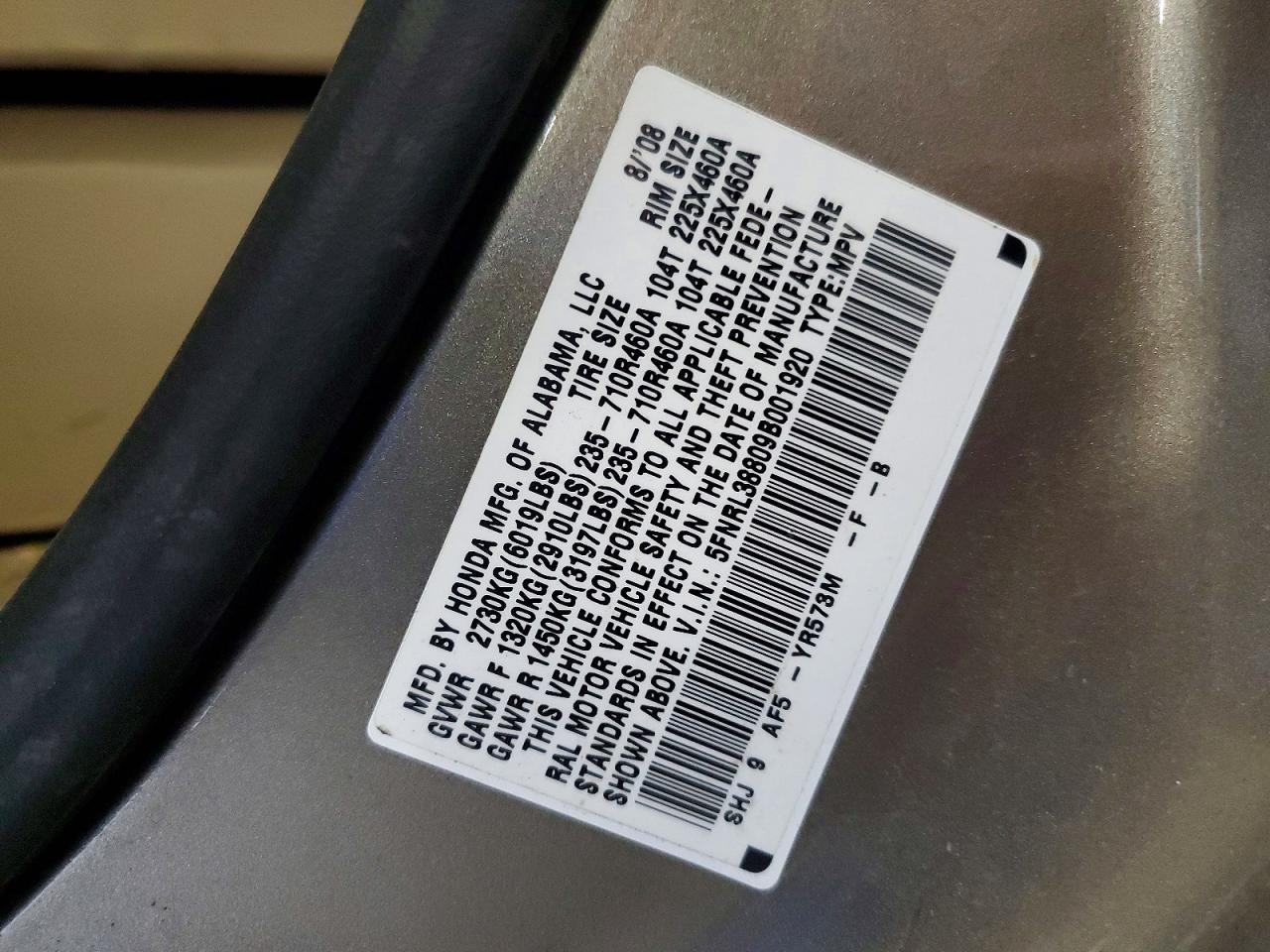 2009 HONDA ODYSSEY