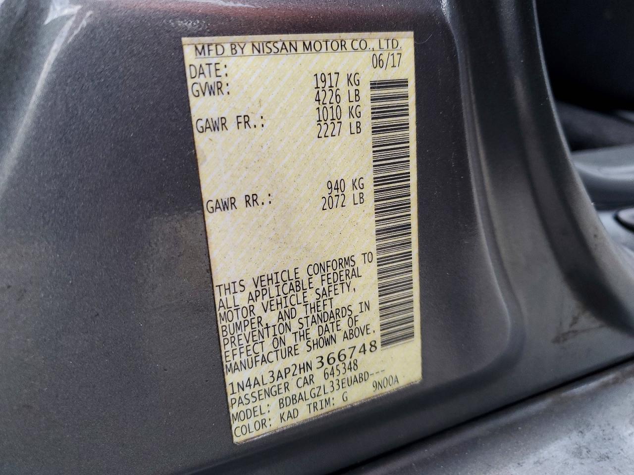 2017 NISSAN ALTIMA