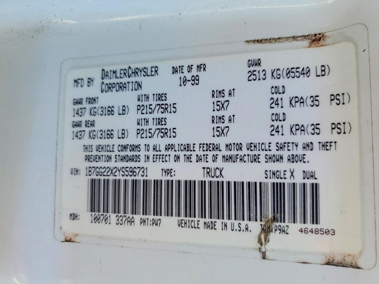 2000 DODGE Dakota