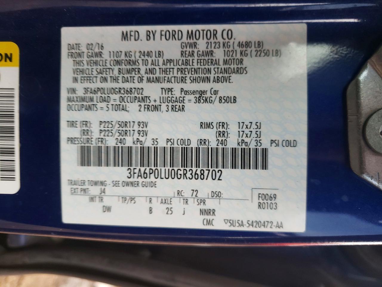2016 FORD FUSION