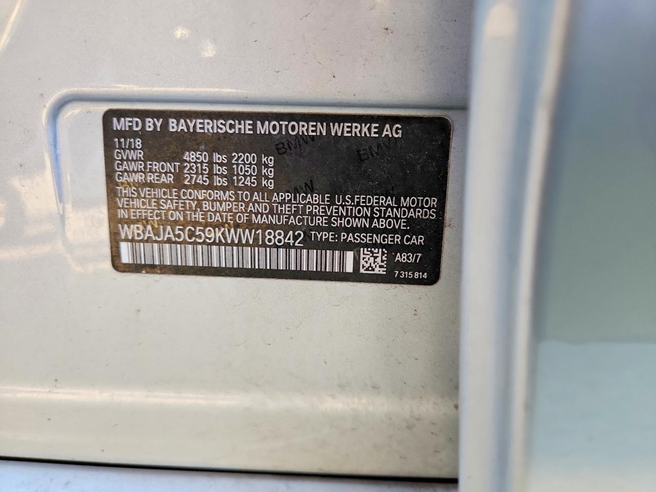 2019 BMW 5 series
