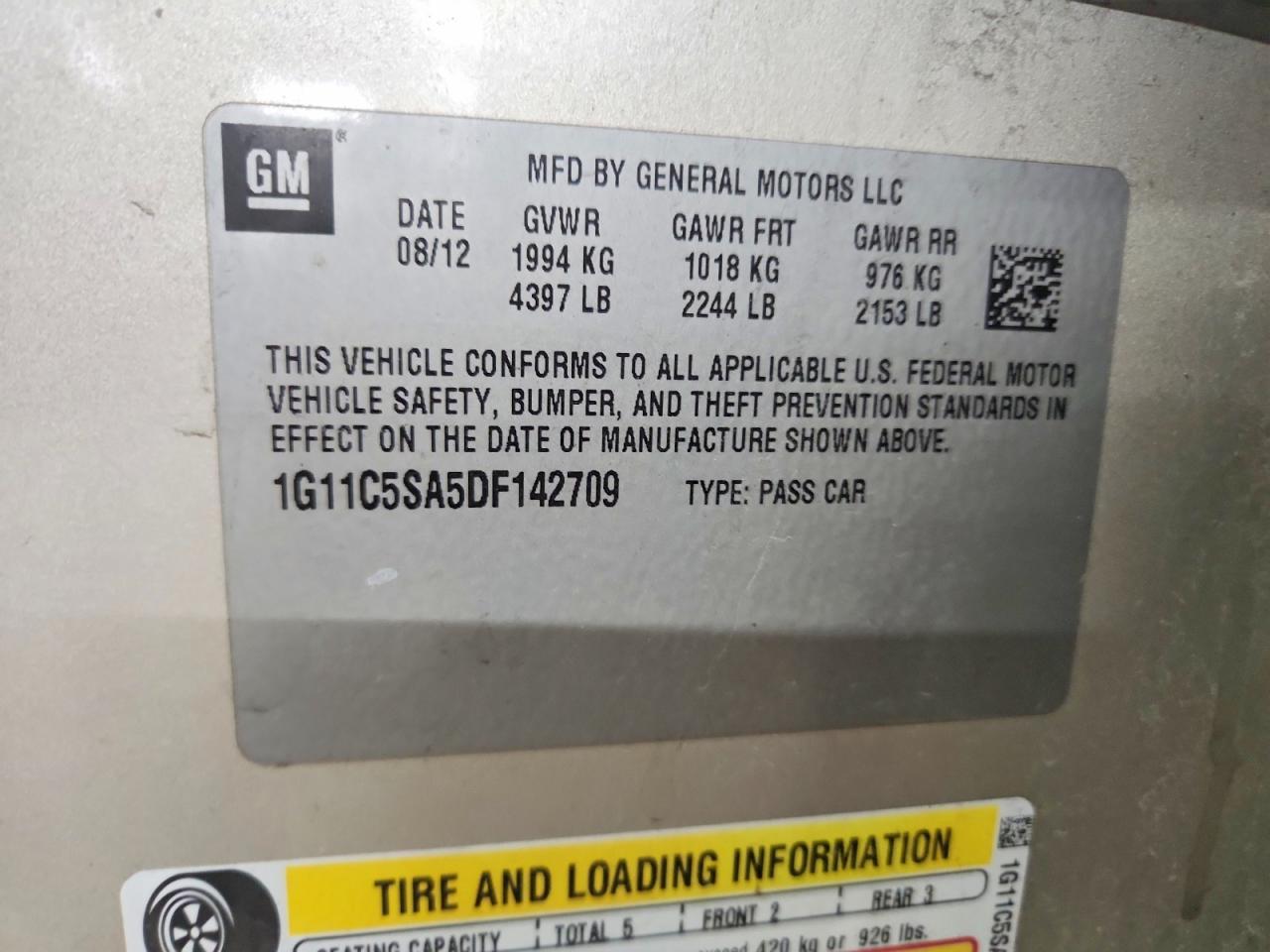 2013 CHEVROLET MALIBU