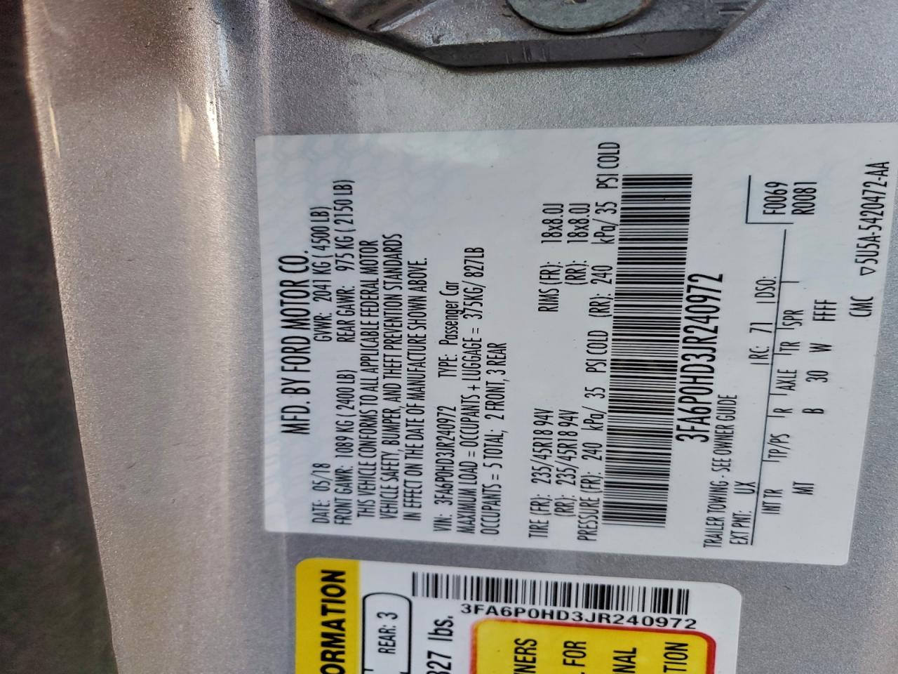 2018 FORD FUSION