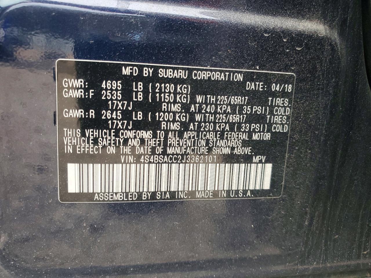 2018 SUBARU Outback