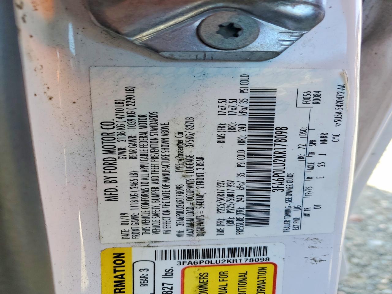 2019 FORD FUSION