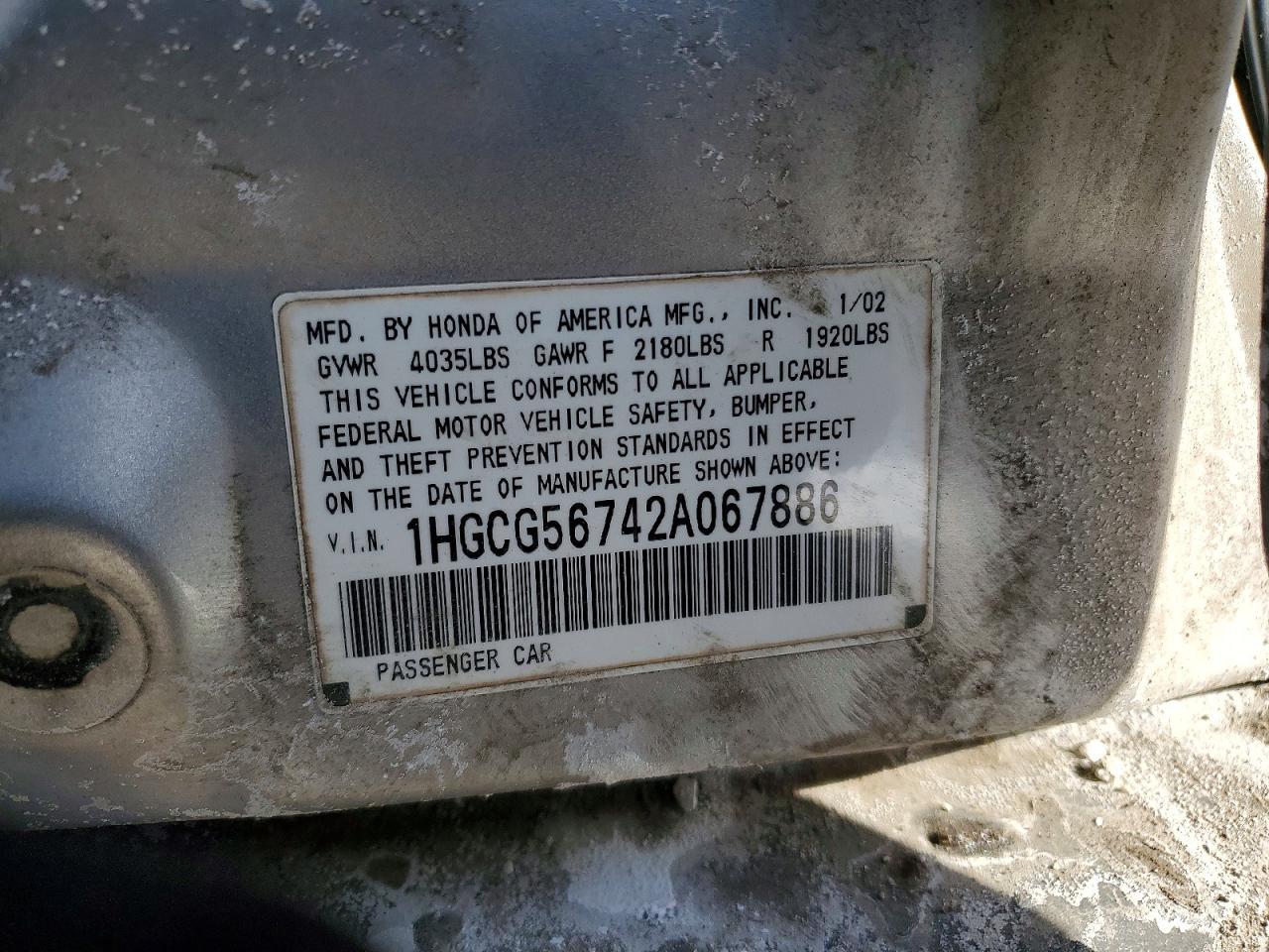 2002 HONDA ACCORD