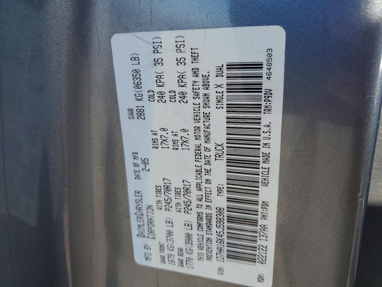 2005 DODGE RAM 1500