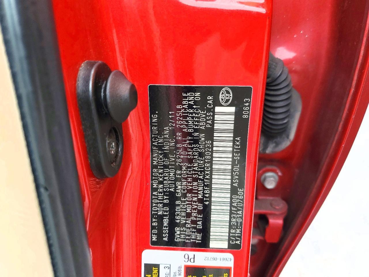 2012 TOYOTA CAMRY
