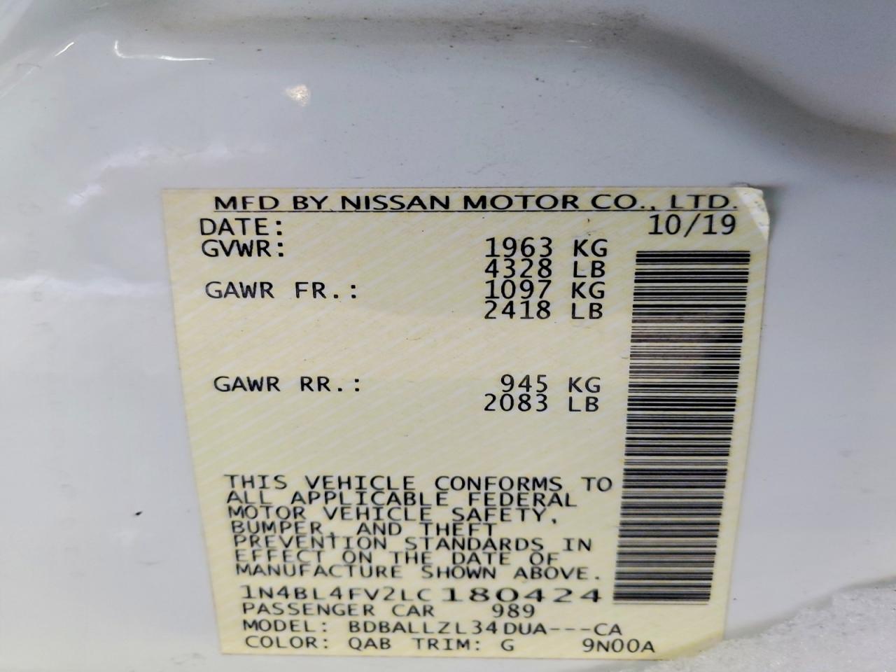 2020 NISSAN ALTIMA