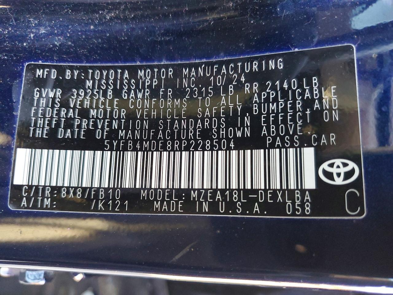2024 TOYOTA COROLLA