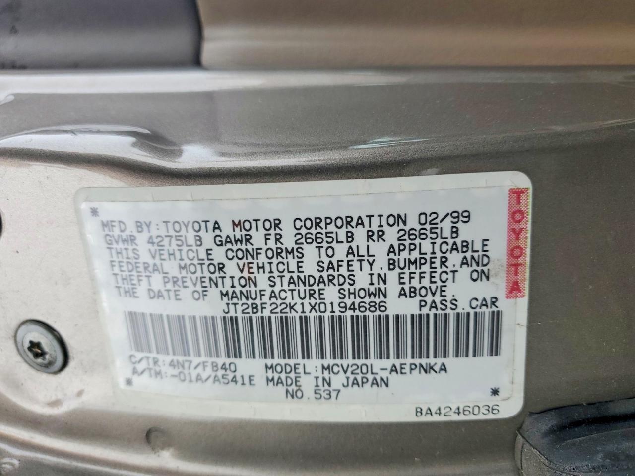 1999 TOYOTA CAMRY