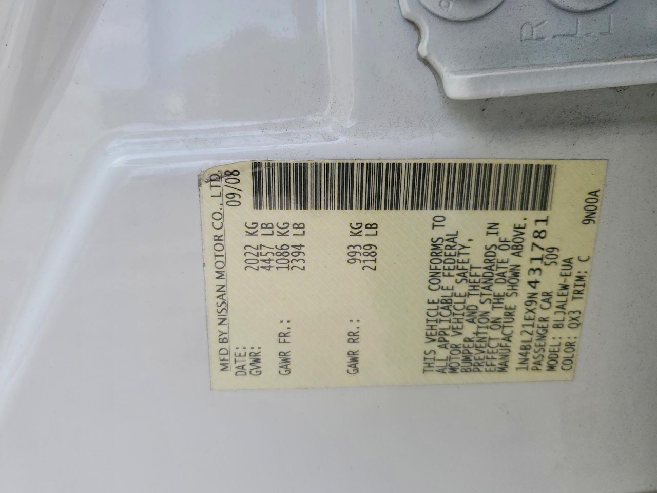 2009 NISSAN ALTIMA