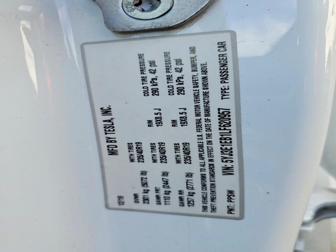 2020 TESLA MODEL 3