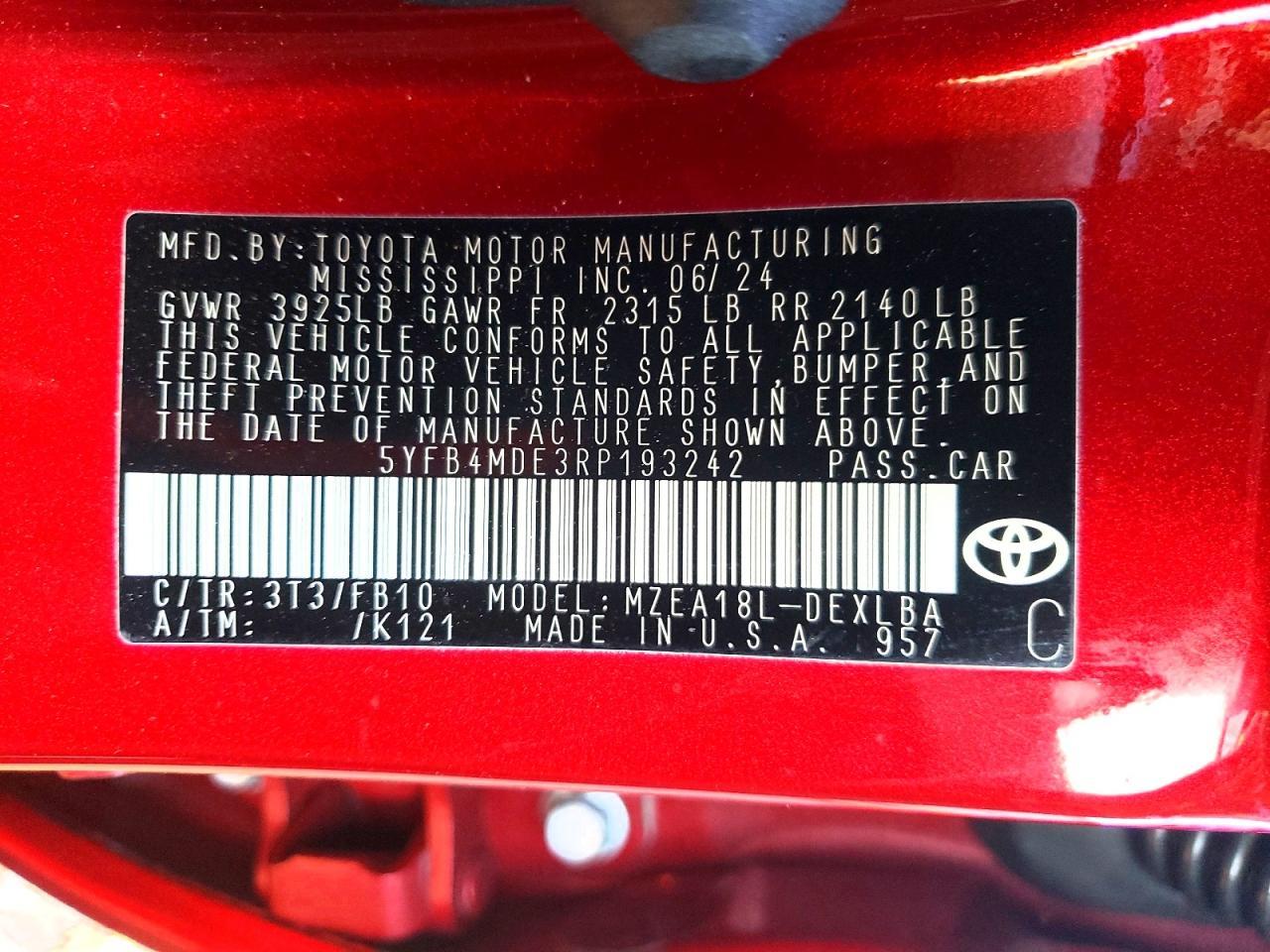 2024 TOYOTA COROLLA