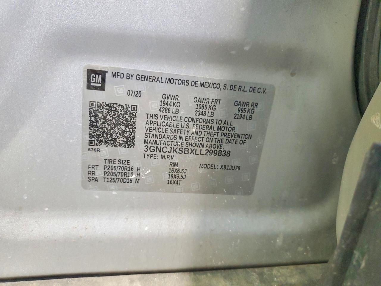 2020 CHEVROLET TRAX