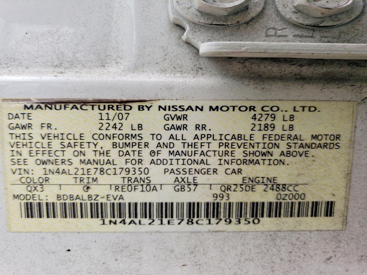 2008 NISSAN ALTIMA