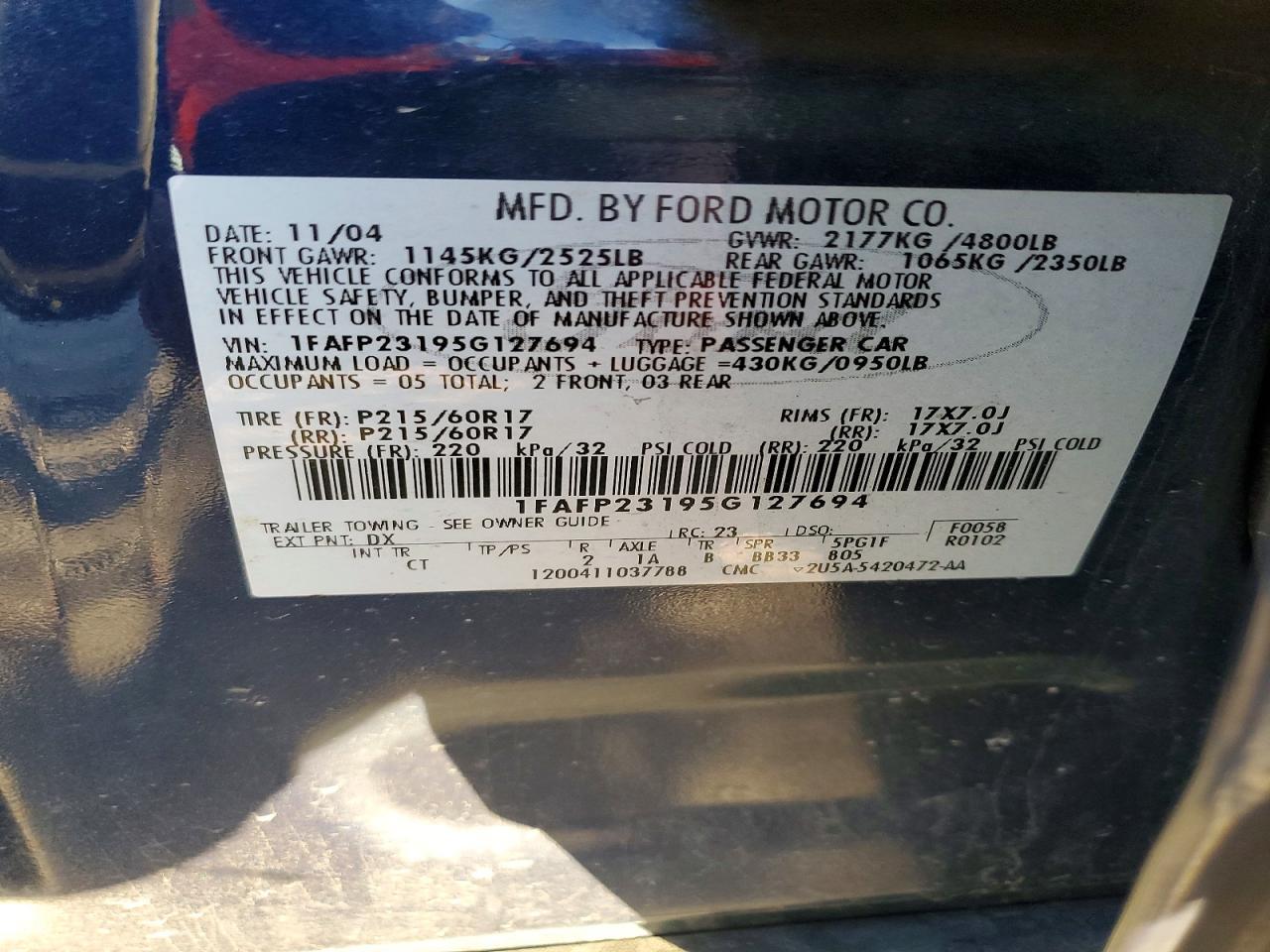 2005 FORD Five Hundred