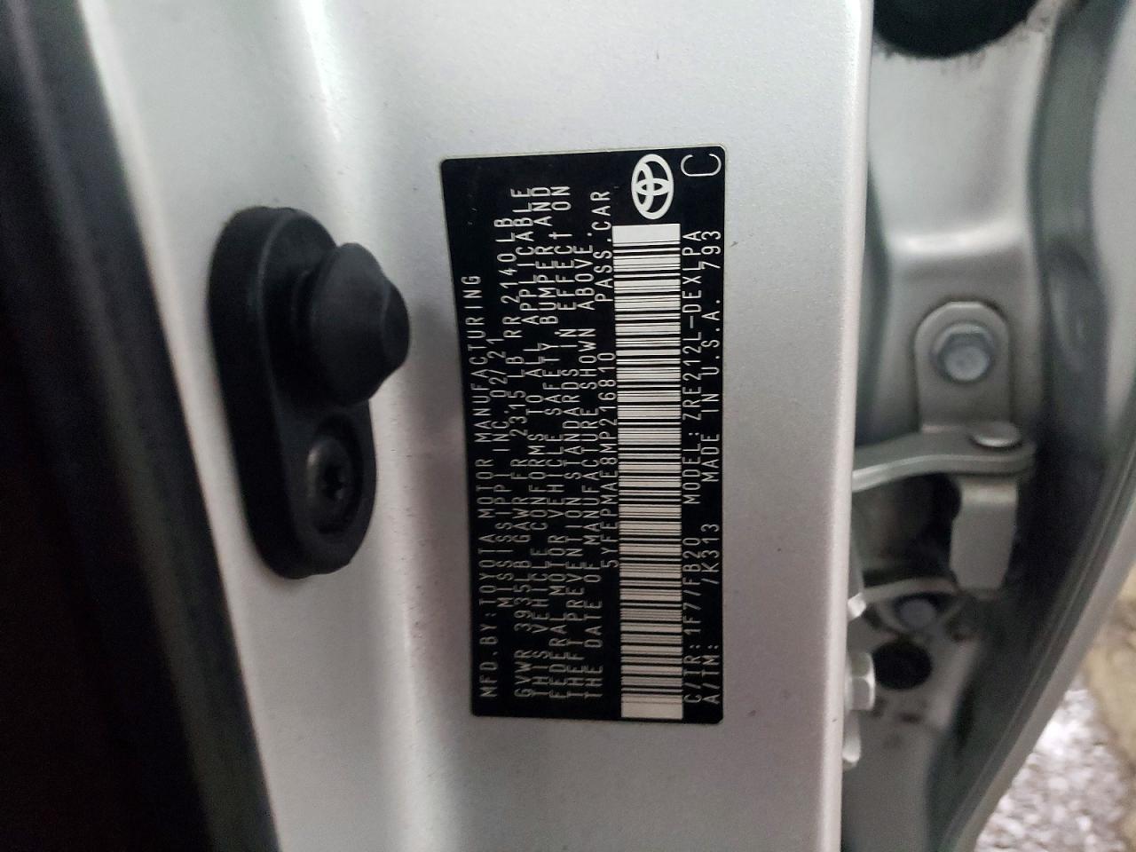 2021 TOYOTA COROLLA