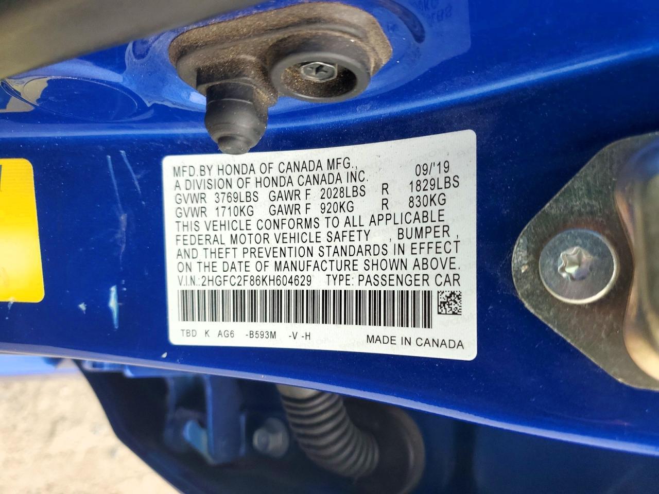 2019 HONDA CIVIC