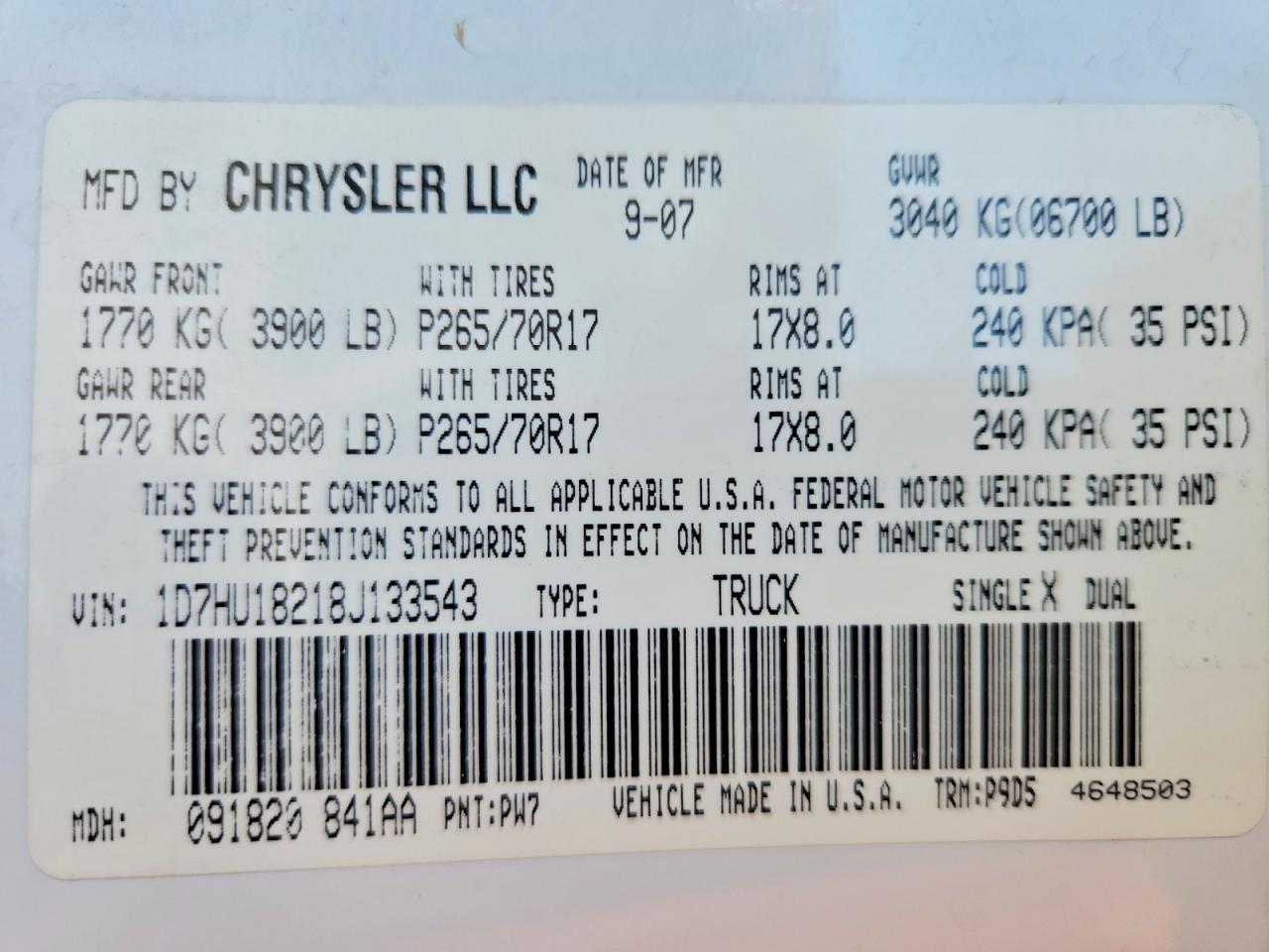 2008 DODGE RAM 1500