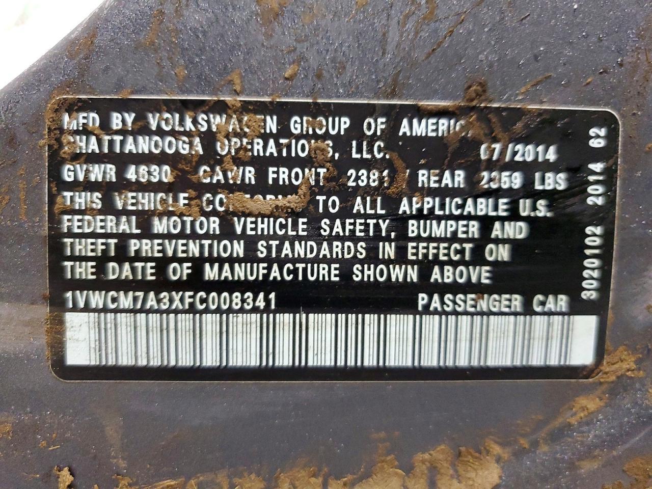 2015 VOLKSWAGEN Passat