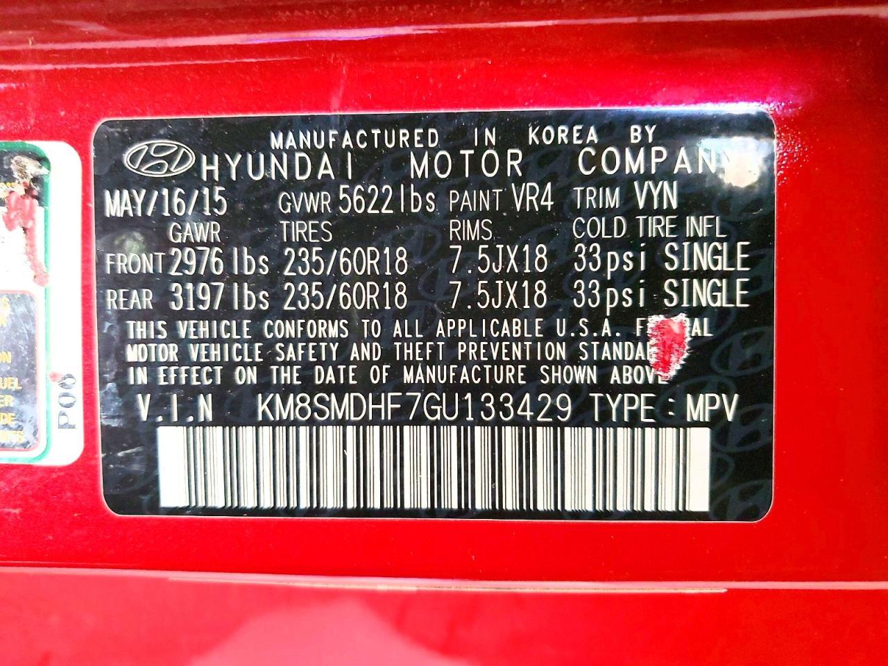 2016 HYUNDAI SANTA FE