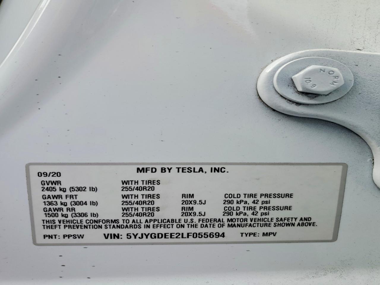 2020 TESLA MODEL Y