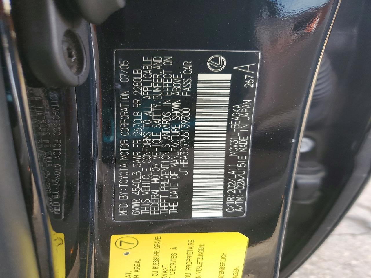 2005 LEXUS ES 330