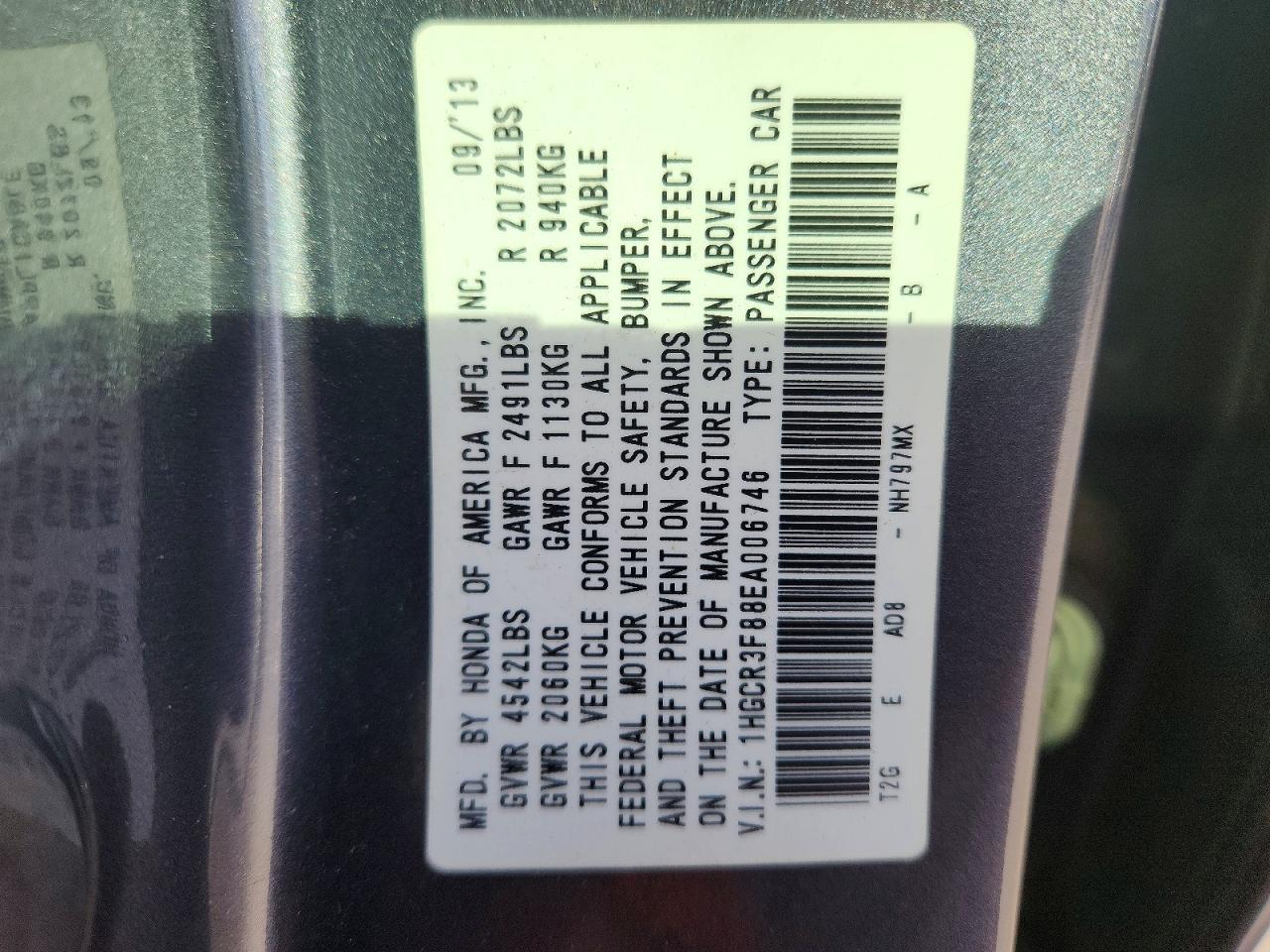 2014 HONDA ACCORD