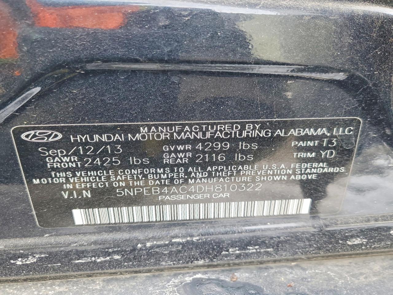 2013 HYUNDAI SONATA