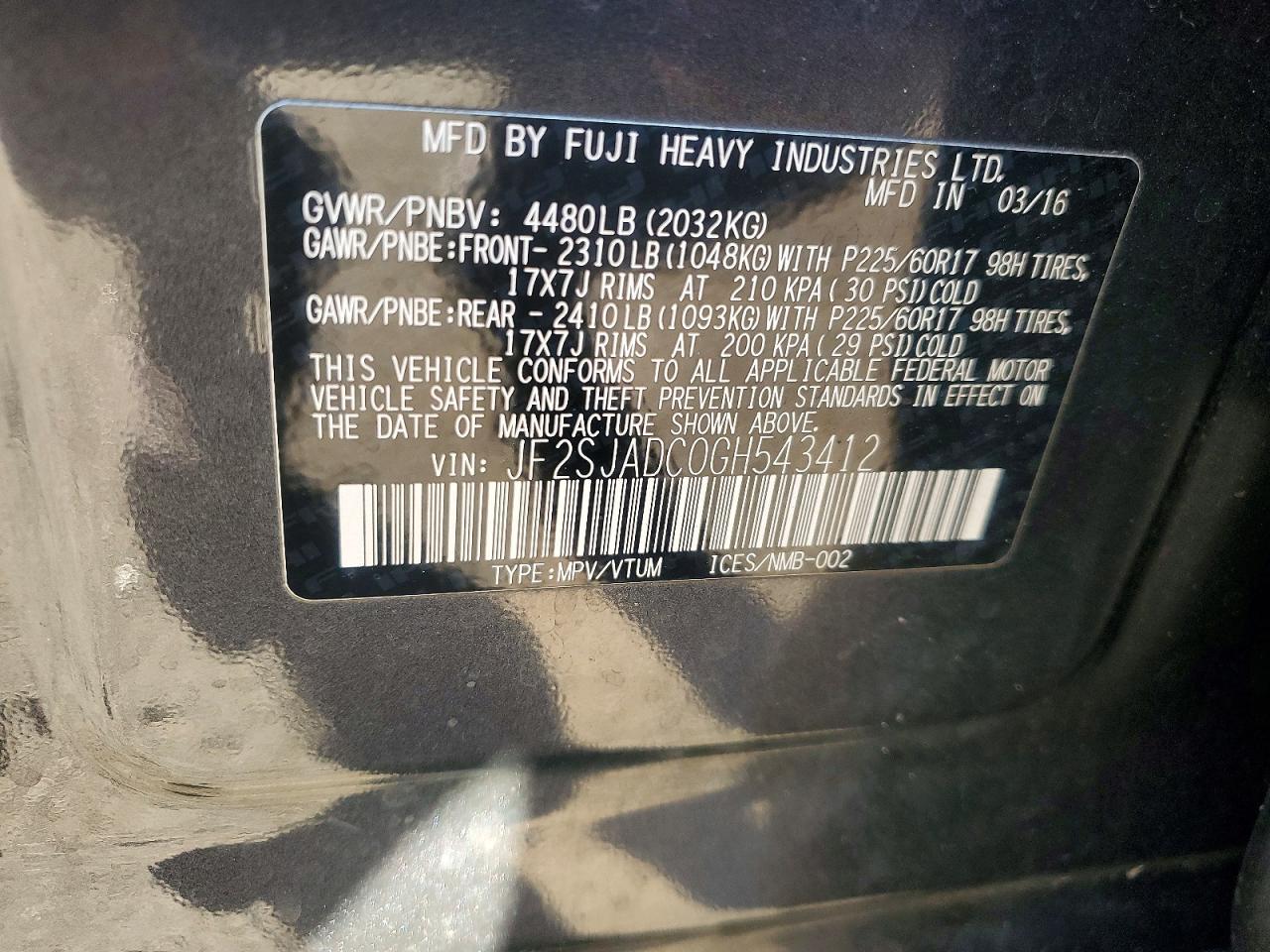 2016 SUBARU FORESTER