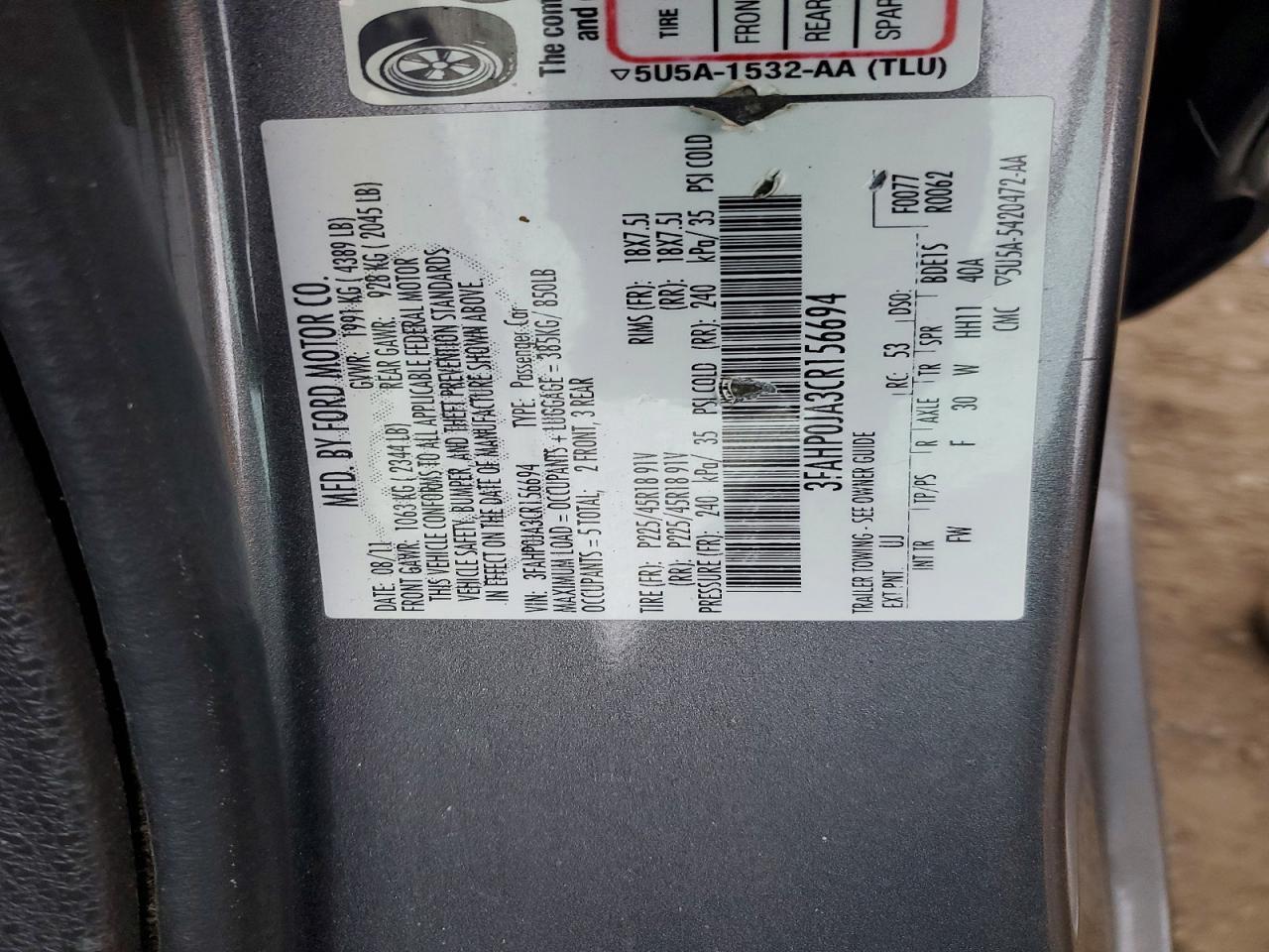 2012 FORD FUSION