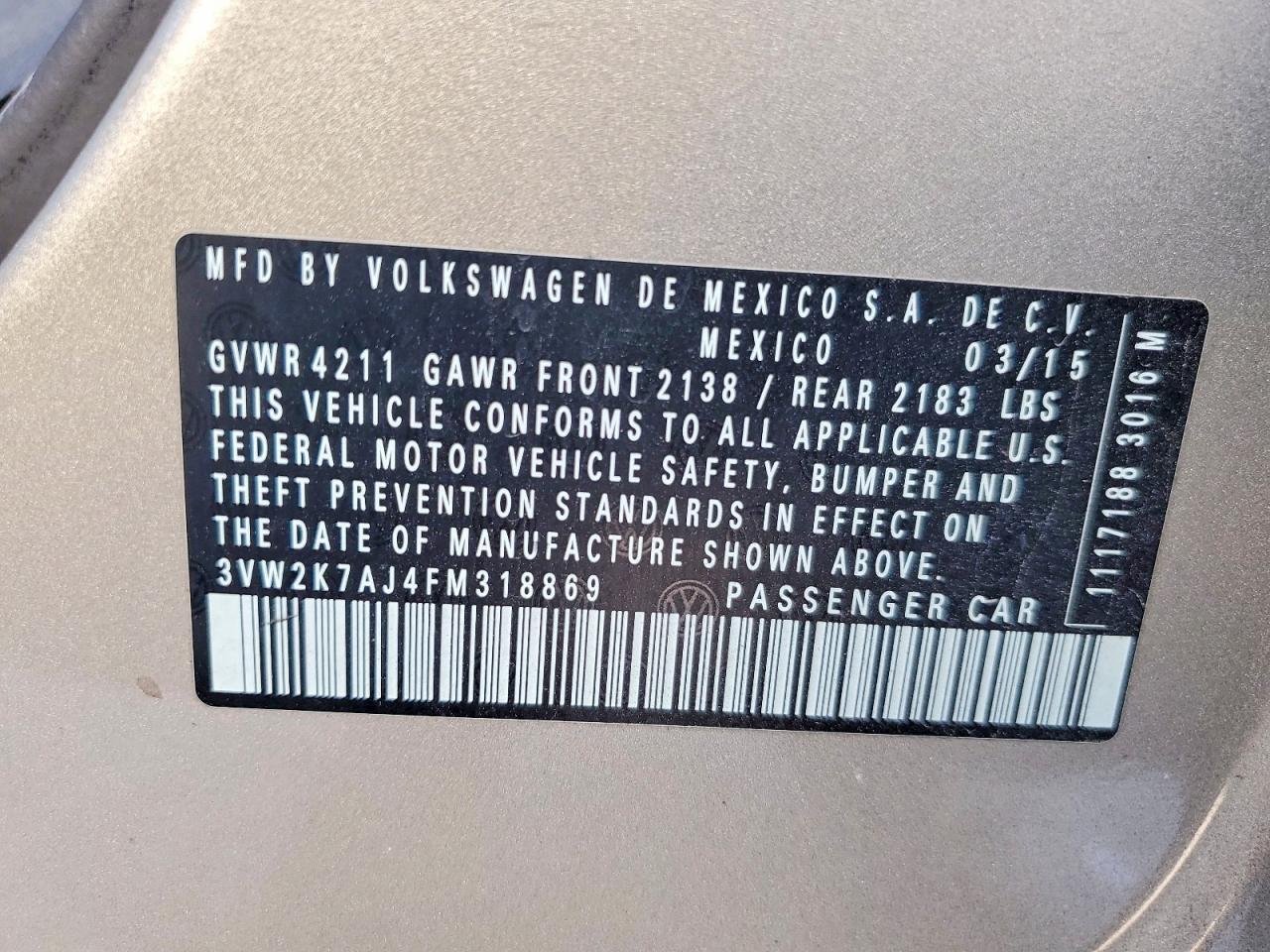2015 VOLKSWAGEN JETTA