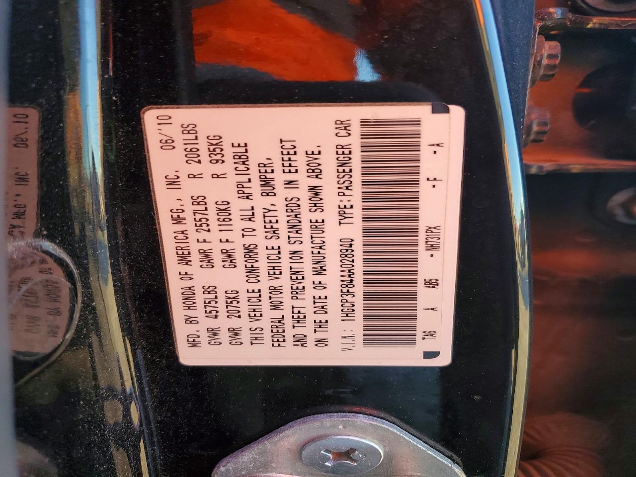 2010 HONDA ACCORD