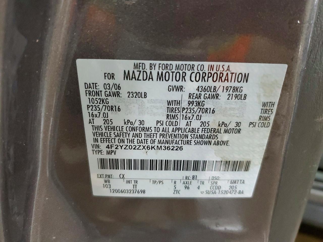 2006 MAZDA Tribute