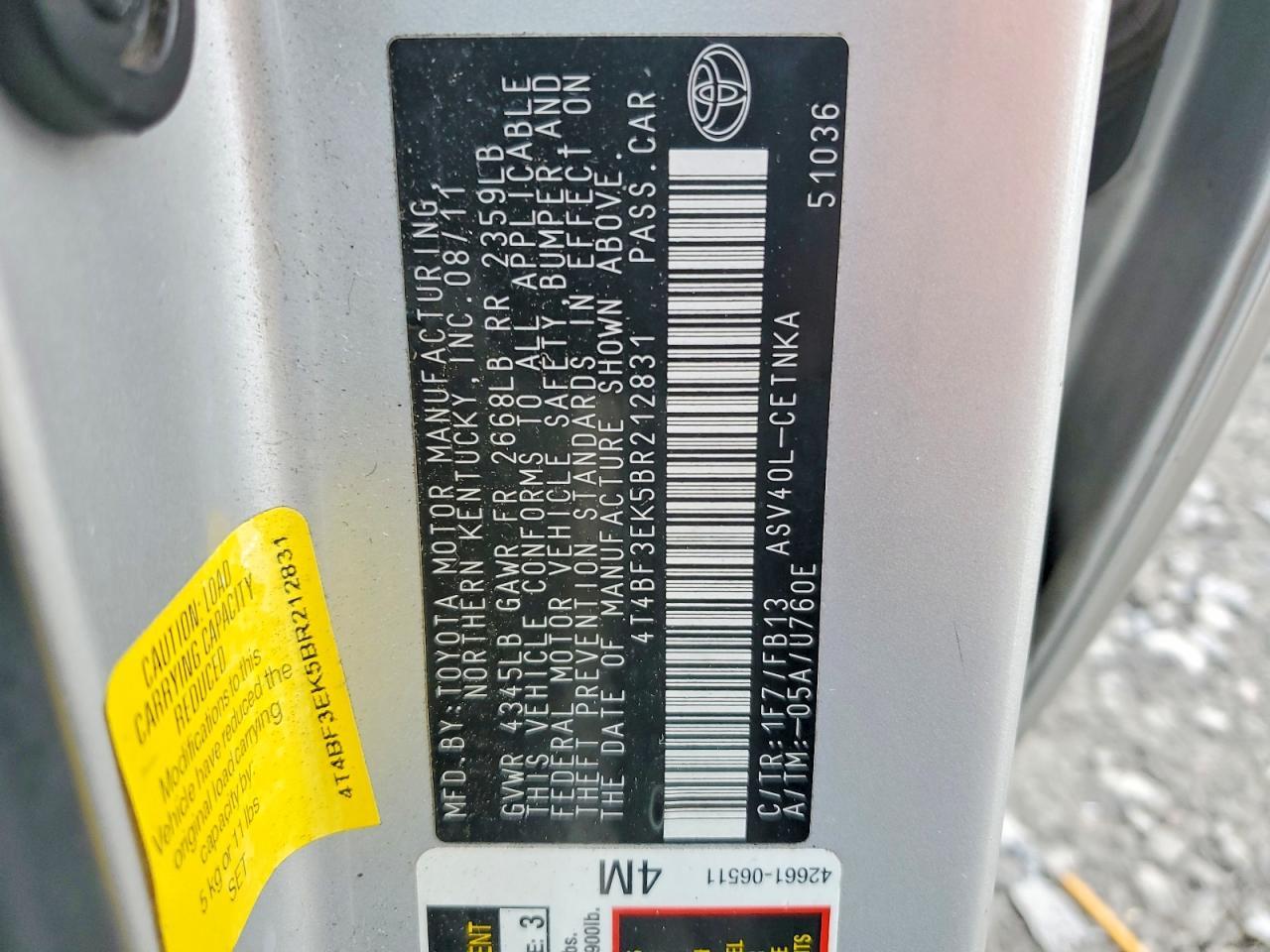2011 TOYOTA CAMRY