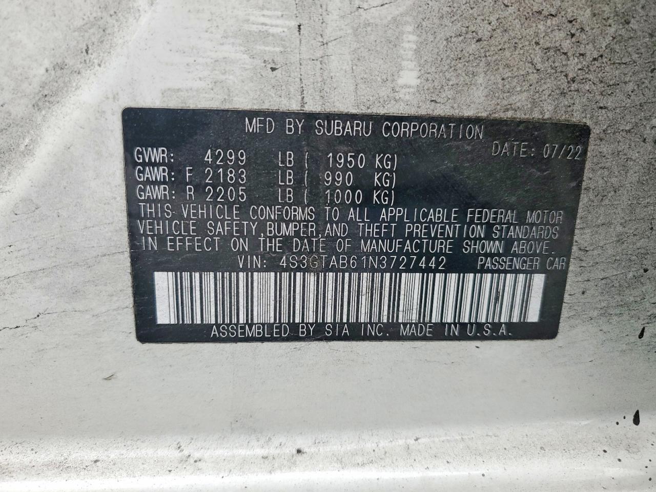 2022 SUBARU IMPREZA