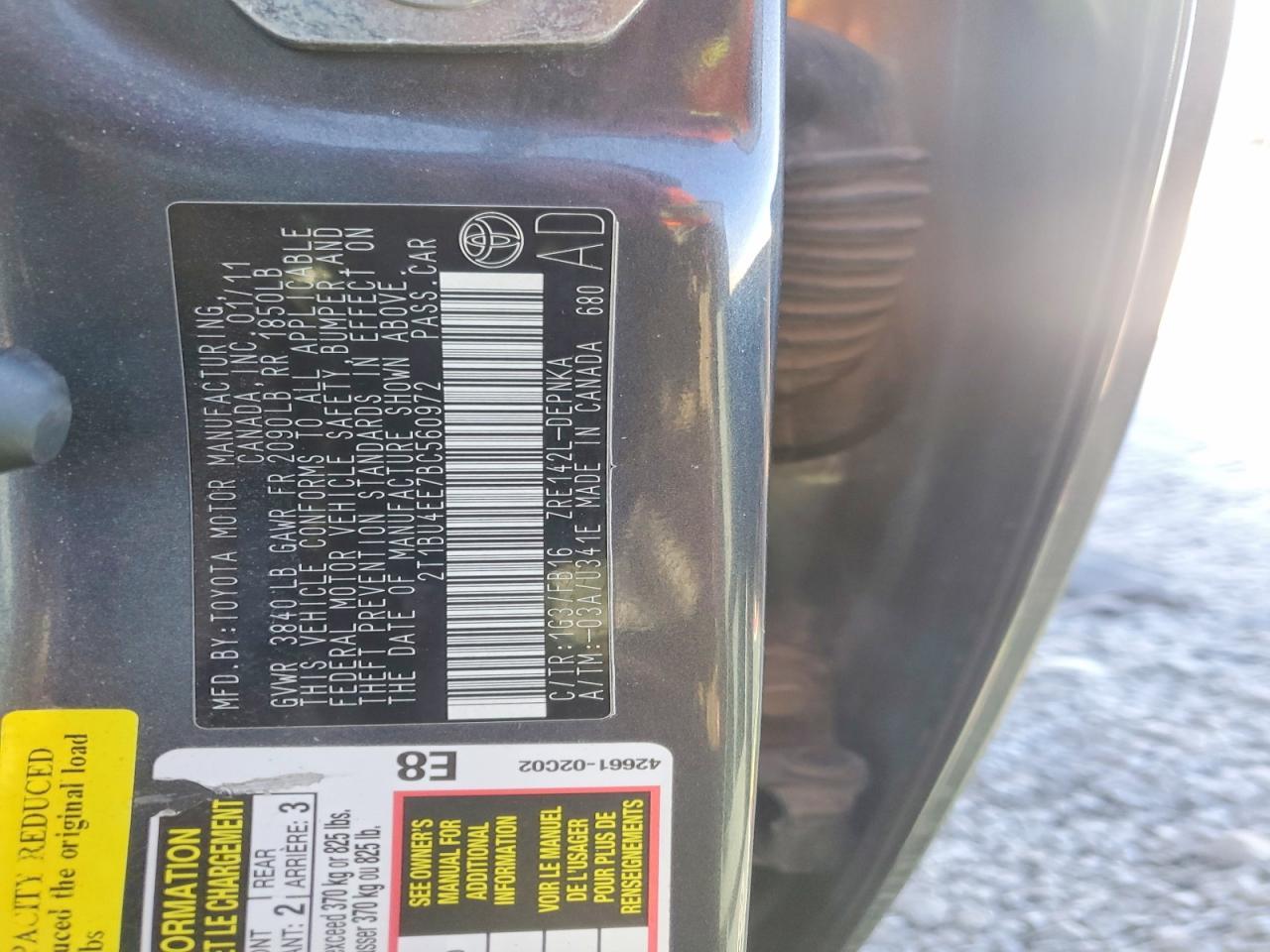 2011 TOYOTA COROLLA