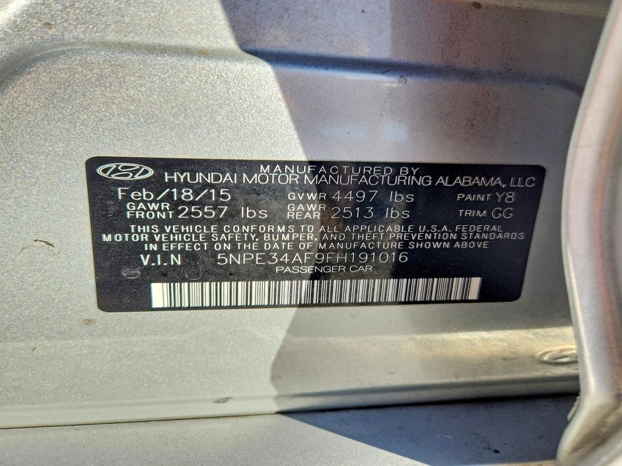2015 HYUNDAI SONATA