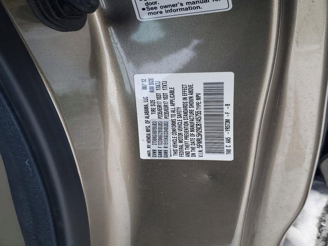 2012 HONDA ODYSSEY
