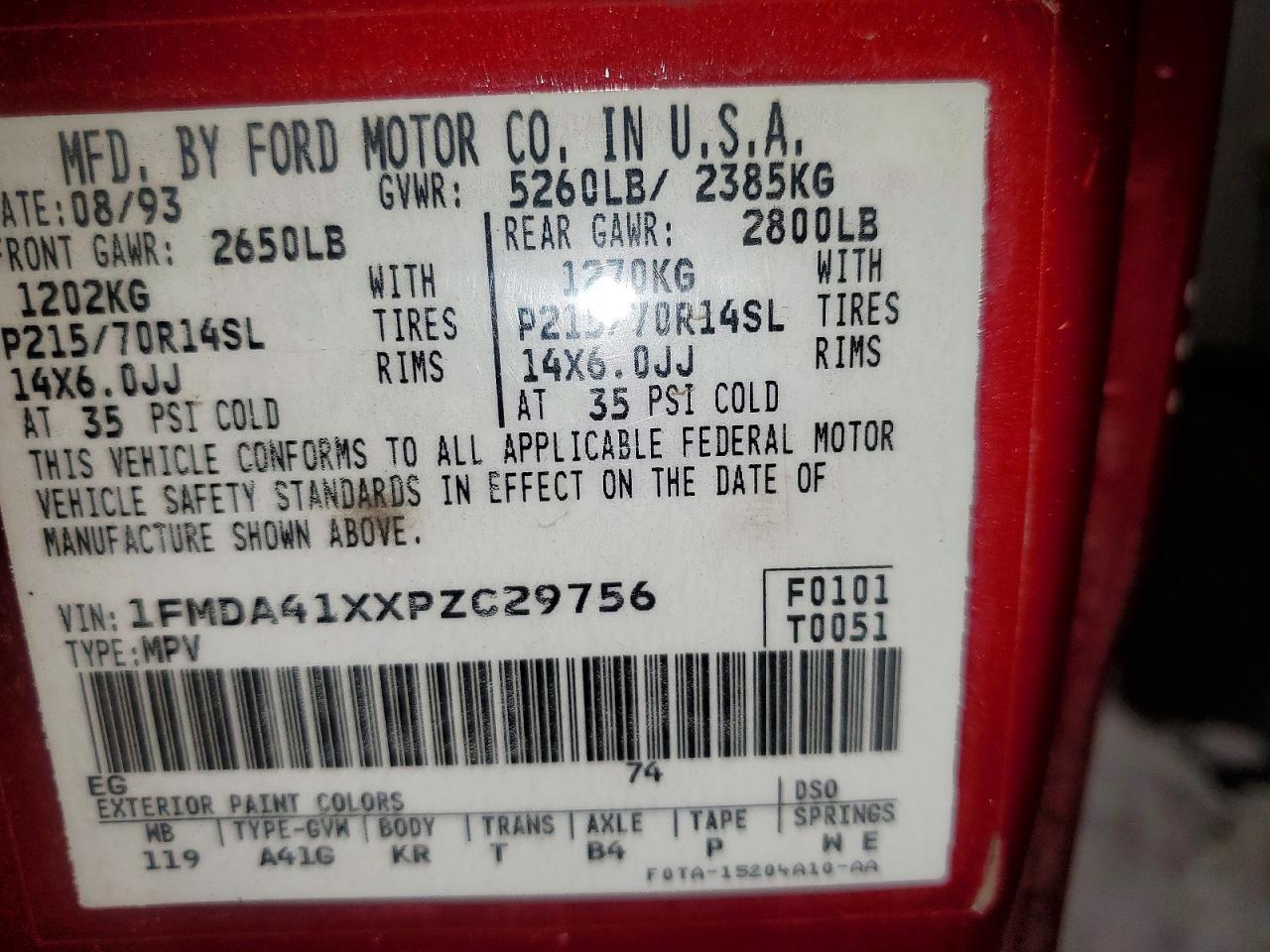 1993 FORD Aerostar